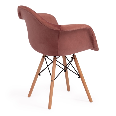 Кресло Secret De Maison CINDY SOFT EAMES (mod. 101) дерево береза, металл, мягкое сиденье, ткань, 61х60х80 см, коралловый (HLR 44), натуральный
