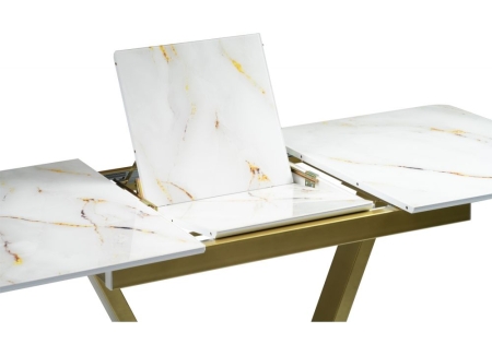 Стеклянный стол Бугун белый, золото