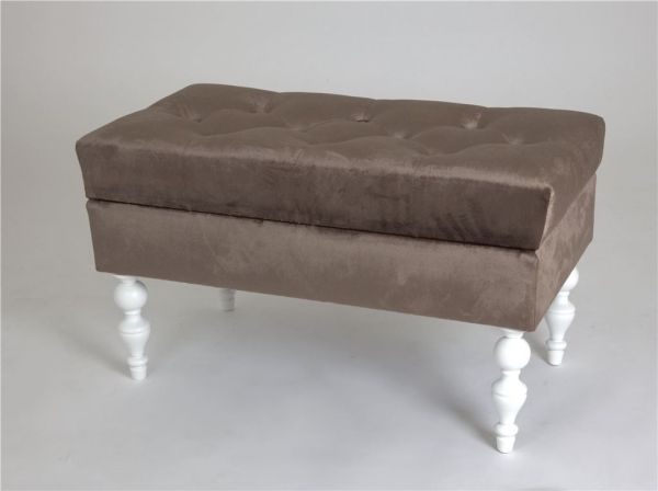 Банкетка Виктория коричневая с белыми ножками