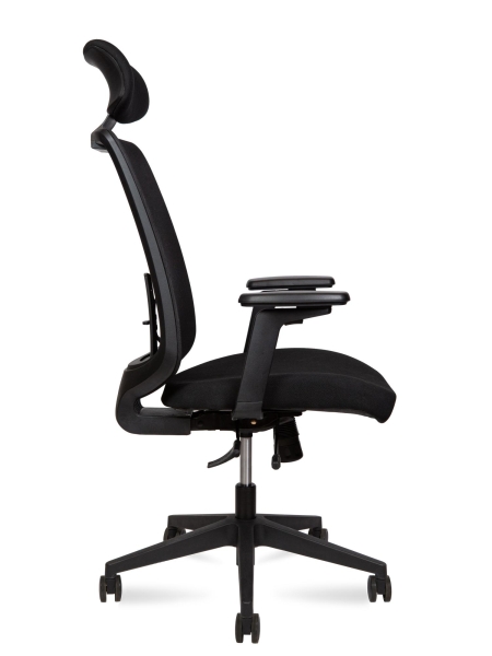 Кресло офисное Miller черный, ткань и пластик, мягкое сиденье, с подлокотниками