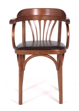 Деревянный стул Венский средний тон с мягким сиденьем из экокожи