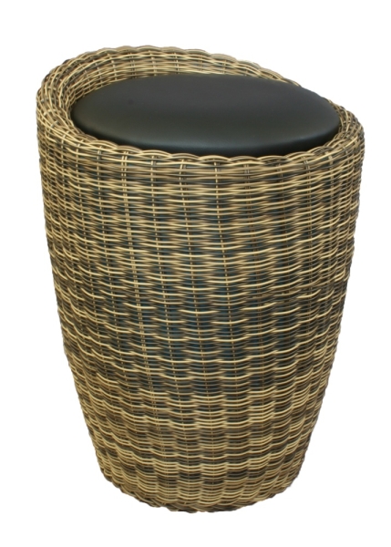 Табурет с местом для хранения LM-1100 Rattan, черный