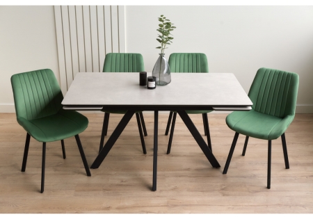 Керамический стол Вилли 140(200)х80 carmen light grey, черный