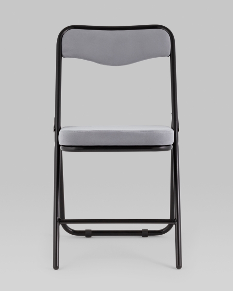 Складной стул Джонни велюр серый каркас черный матовый