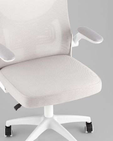 Кресло офисное TopChairs Core серый с подголовником пластик белый