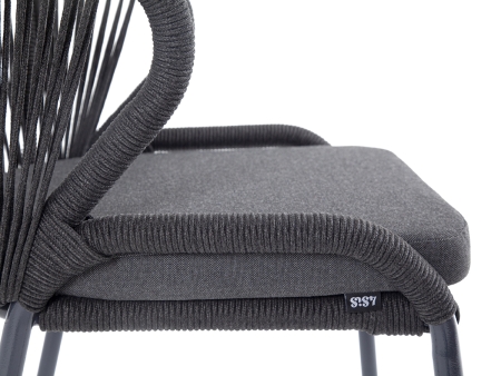 "Милан" стул плетеный из роупа, каркас алюминий темно-серый (RAL7024) муар, роуп темно-серый круглый, ткань темно-серая 027 "Милан" стул плетеный из роупа, каркас алюминий темно-серый (RAL7024) муар, роуп темно-серый круглый, ткань темно-серая 027