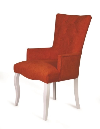 Деревянное кресло Виктория морковного цвета с белыми ножками