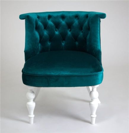 Деревянное кресло Бархат изумрудное с белыми ножками