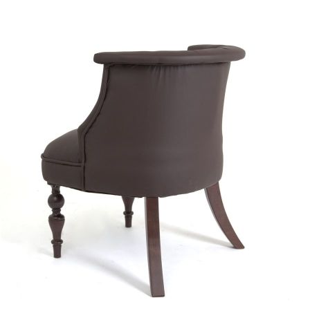 Деревянное кресло Бархат шоколадного цвета экокожа с темными ножками