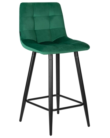 Набор 2 шт Стул полубарный OLIVIA, черные матовые ножки, зеленый велюр (108-64)