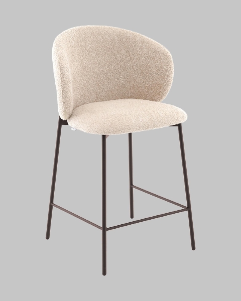 Стул полубарный Блейз букле капучино, каркас серо-коричневый