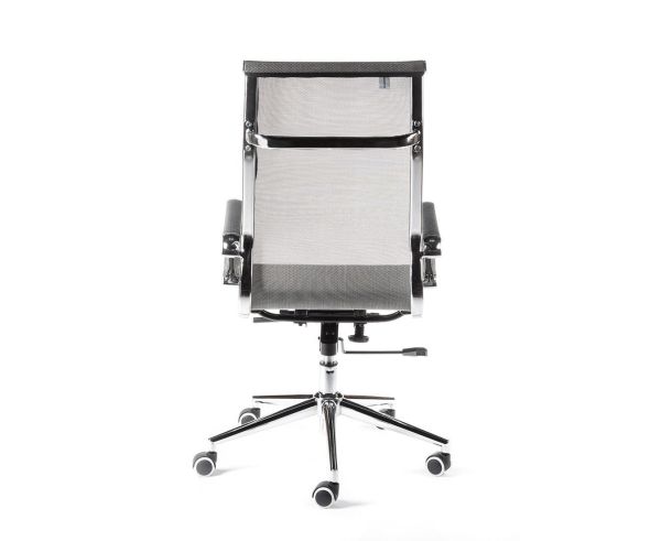 Кресло офисное Хельмут (серый) сталь + хром серая сетка