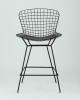 Стул полубарный с низкой спинкой Bertoia черный с черной подушкой