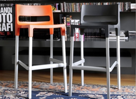 Стул барный пластиковый Scab Design Divo оранжевый фото в интернет-магазине Stoolmarket