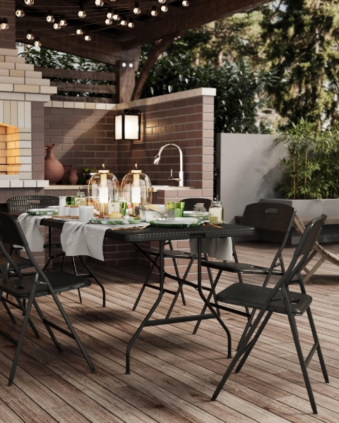 Стол складной чемодан пластиковый Кейт 180 коричневый Стол складной чемодан пластиковый Кейт 180 коричневый