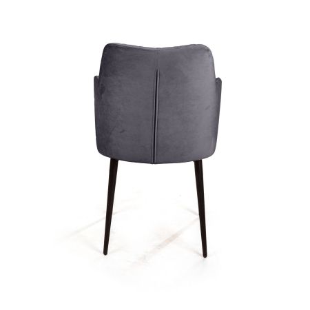 Стул с подлокотниками Hunt, бархат серый, черный конус