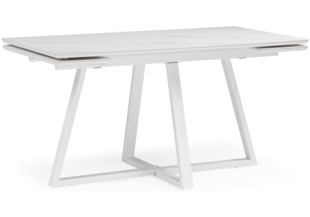 Керамический стол Памелла 140 (200) х 80 белый мрамор alpin white, snow white, белый