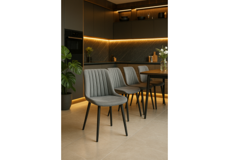 Стул на металлокаркасе Вейв 4 шт темно-серый, черный