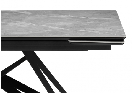 Керамический стол Блэкберн 140(200)х80 серый мрамор larka grey, черный