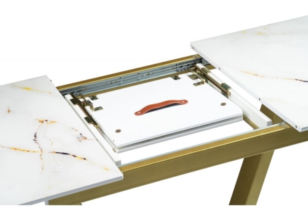 Стеклянный стол Бугун белый, золото