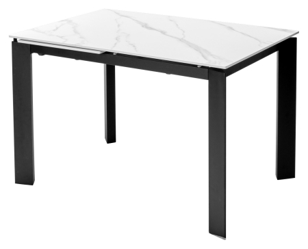 Стол CORNER 120 MATT WHITE MARBLE SINTERED STONE, BLACK