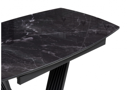 Стол стеклянный Вейл 140(180)х80 черный мрамор, черный