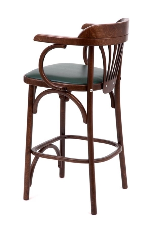 Полубарный деревянный стул Венский 650 темный тон с мягким сиденьем из зеленой экокожи