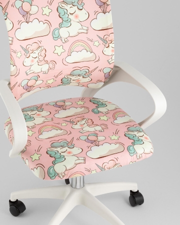 Кресло офисное TopChairs Simple SN Junior принт Unicorns пластик белый