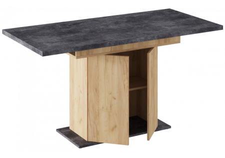 Стол деревянный Carla крафт золотой, цемент темный