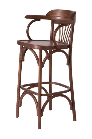 Барный деревянный стул Венский 750 средний тон с твердым сиденьем
