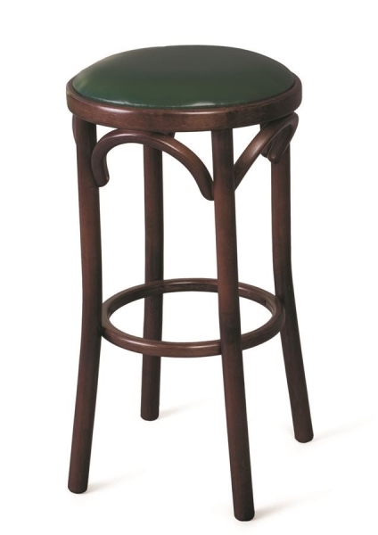 Полубарный деревянный табурет Венский 650 темный тон с мягким сиденьем из зеленой экокожи Полубарный деревянный табурет Венский 650 темный тон с мягким сиденьем из зеленой экокожи