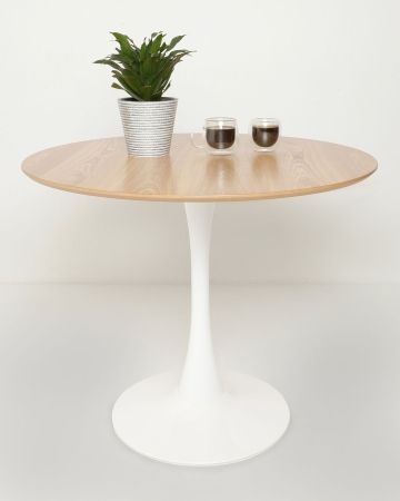Стол Tulip style 80 белый, орех