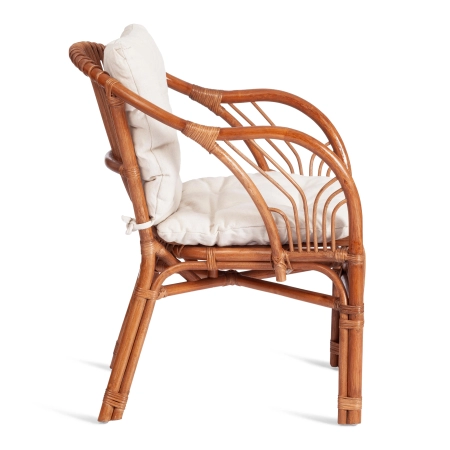 Террасный комплект NEW BOGOTA молочный, ткань и дерево и стекло, мягкое сиденье, с подлокотниками