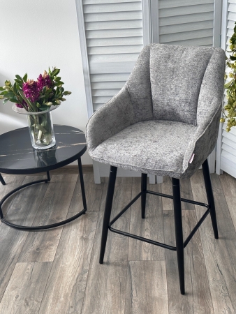 Полубарный стул ERYK 180 градусов поворот, серый, шенилл, черный каркас (H=67)