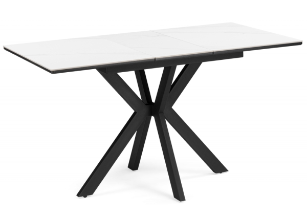 Керамический стол Гардинг 100(130)x70 белый мрамор, черный