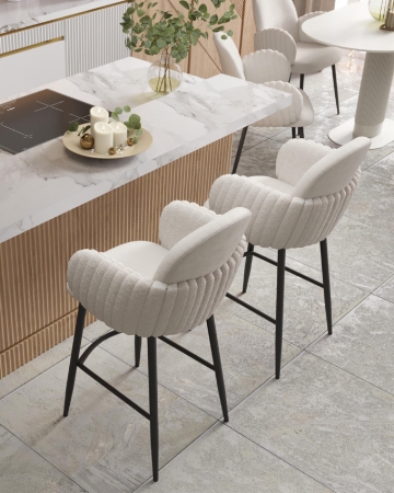 Стул полубарный Wave Stripes букле белый