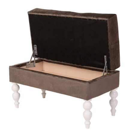 Банкетка Виктория коричневая с белыми ножками