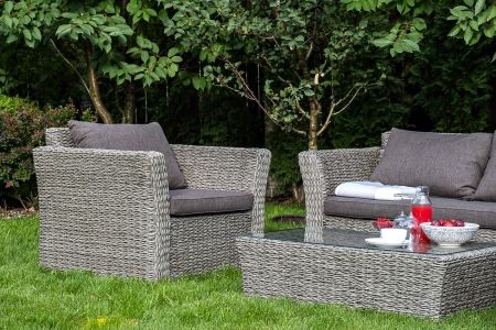 Лаунж-зона "Капучино Сингл" из искусственного ротанга (гиацинт), цвет серый