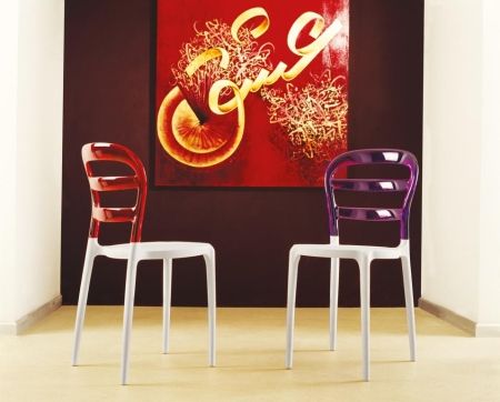 Стул пластиковый Miss Bibi белый, фиолетовый