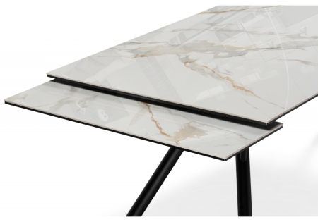 Керамический стол Ворен 180(240)x90 золото, черный кварц, черный