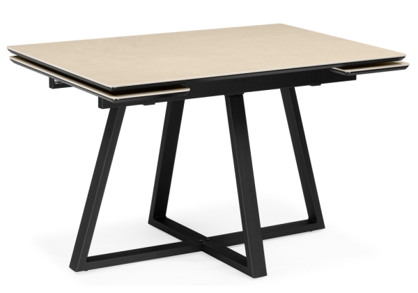 Керамический стол Памелла 120(180)х80 okara light yellow, черный