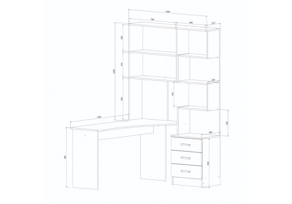 Компьютерный стол Ганор левый дуб вотан, белый
