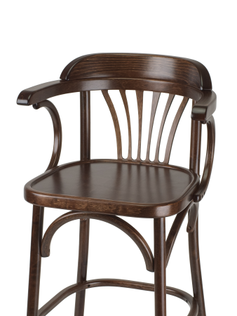 Полубарный деревянный стул Венский 650 темный тон с твердым сиденьем, дуги назад