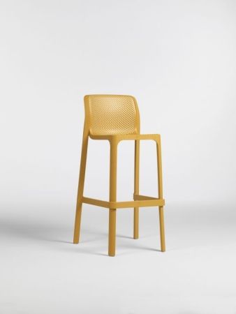 Стул пластиковый барный Net Stool, горчичный