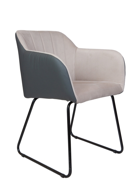 Кресло офисное Bravo бежевый и серый, ткань и экокожа, металл и пластик, мягкое сиденье, с подлокотниками