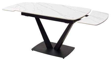 Стол ALATRI 120 MATT WHITE MARBLE SINTERED STONE, BLACK