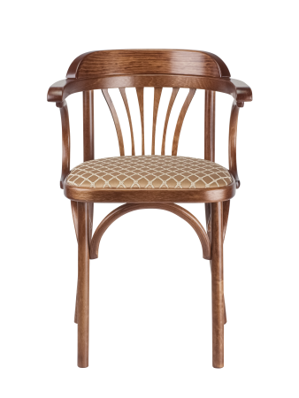 Деревянный стул Венский средний тон с мягким сиденьем из ткани 2 caramel с дугами назад