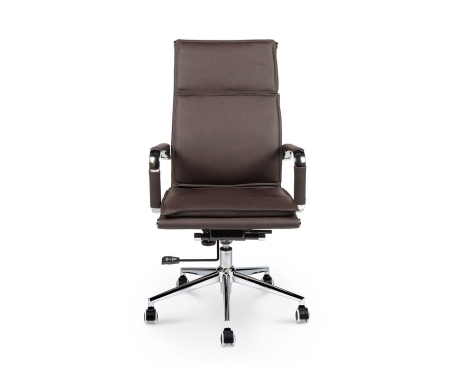 Кресло офисное Харман (коричневый) хром темно- коричневая экокожа