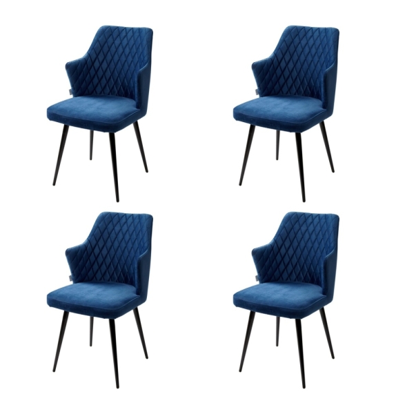 Стул HERMAN 360 градусов, синий #29 велюр, черный каркас