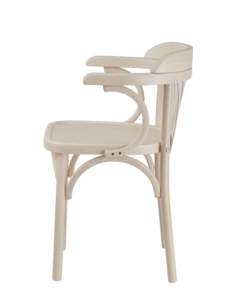 Деревянный стул Венский беленый дуб с твердым сиденьем с дугами назад